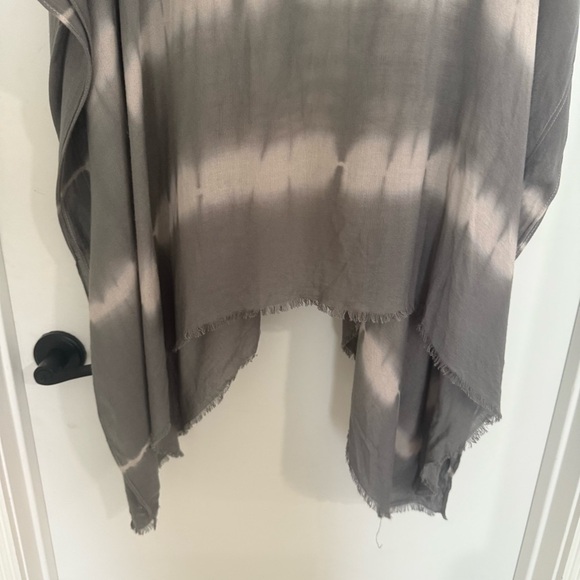 Charming Charlie Gray Boho Tie Dye Tunic Open Front Cardigan OS Festival Hippie - Picture 5 of 13